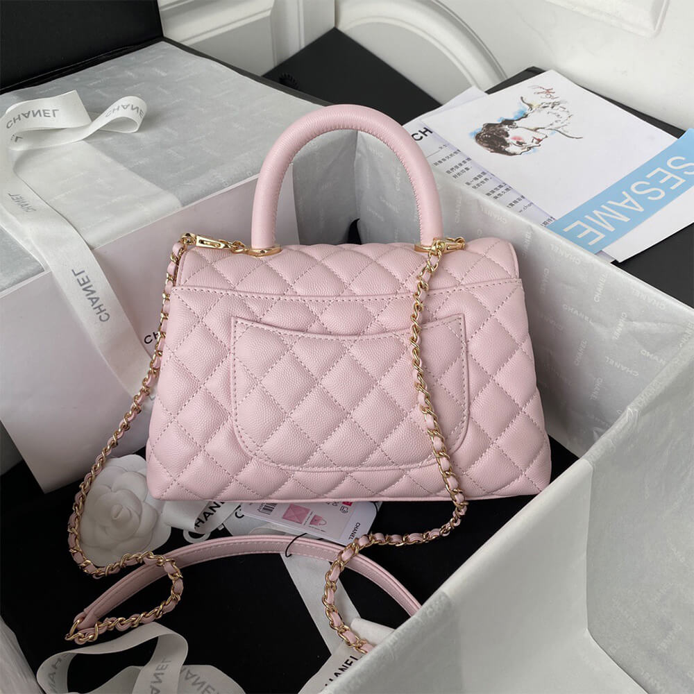 Ch*el coco handle bag small