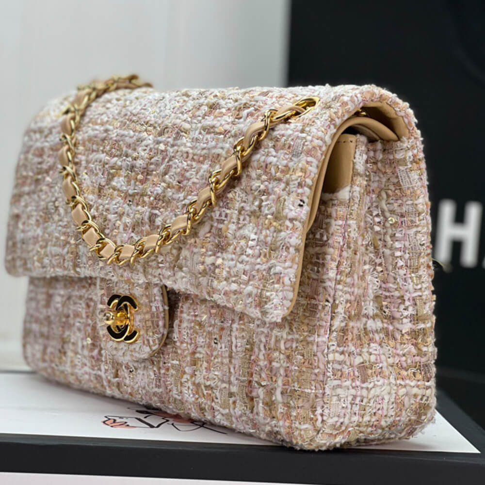 Ch*el tweed medium classic flap bag