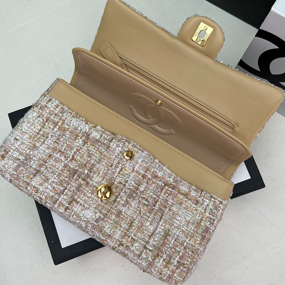 Ch*el tweed medium classic flap bag